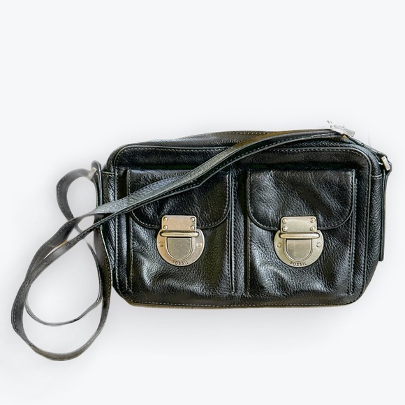 Fossil Leather Riley Top Zip Crossbody - Black - Picture 16 of 16
